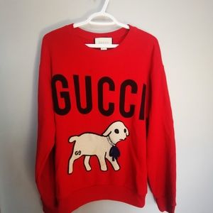 GUCCI LAMB SWEATSHIRT WITH RHINESTONE DETAIL